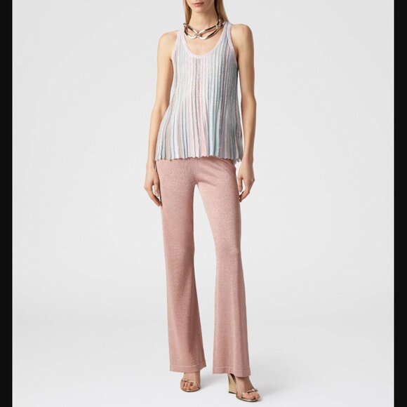 $1120 Missoni Multi Sequin Pleated Striped Lurex Tank Top size IT 42/6 - Picture 2 of 10